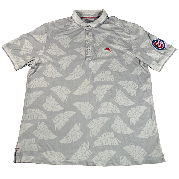 Tommy Bahama Other - Tommy Bahama Baseball Polo Shirt Men's M Gray Palm Leaves Chicago Cubs MLB